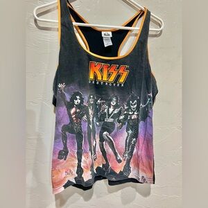 2006 Vintage Vinyl Kiss Band Destroyer Tank Top With Original Glitter Small Kids